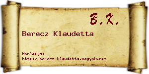 Berecz Klaudetta névjegykártya